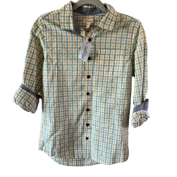 Cat & Jack Boys Button up shirt jungle orange XL (16) NWT preppy - Picture 1 of 11